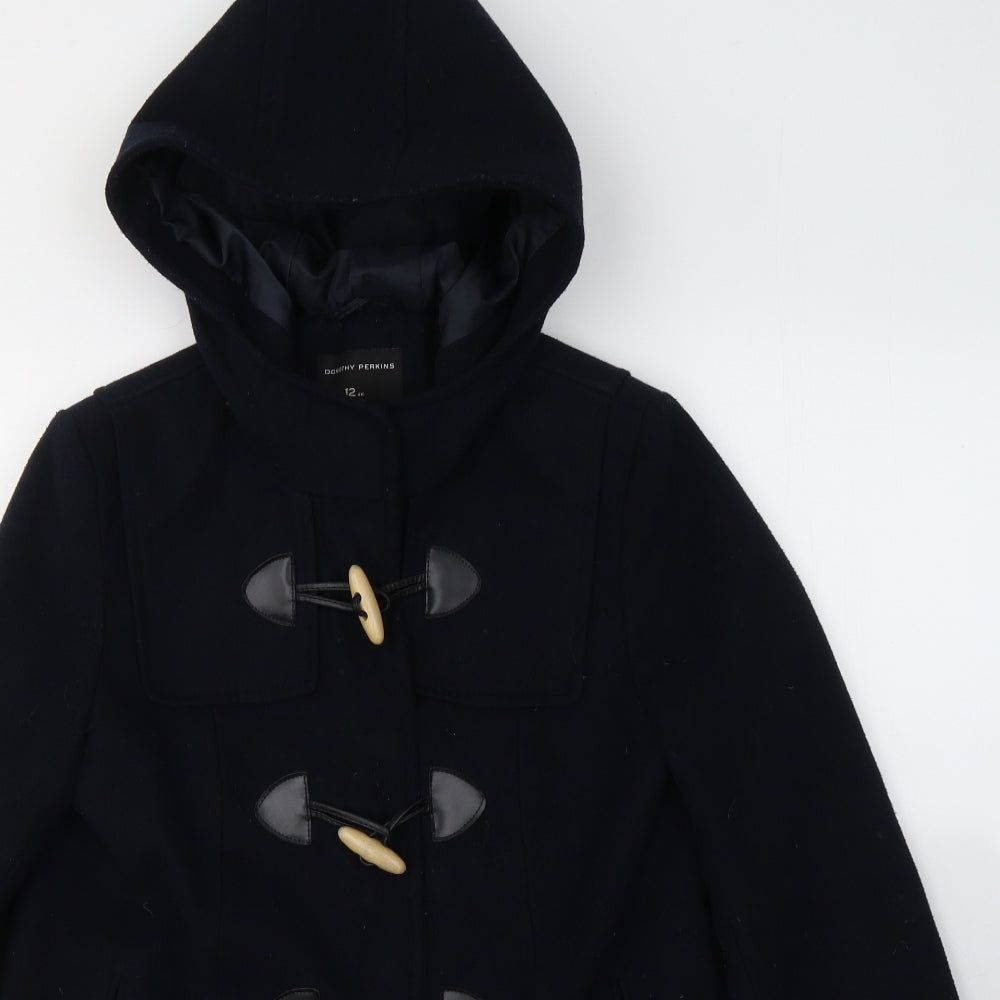 Dorothy Perkins Womens Blue   Pea Coat Coat Size 12  Button