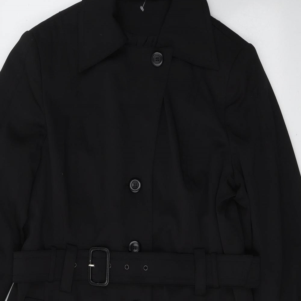 F&F Womens Black   Trench Coat Coat Size 18  Button