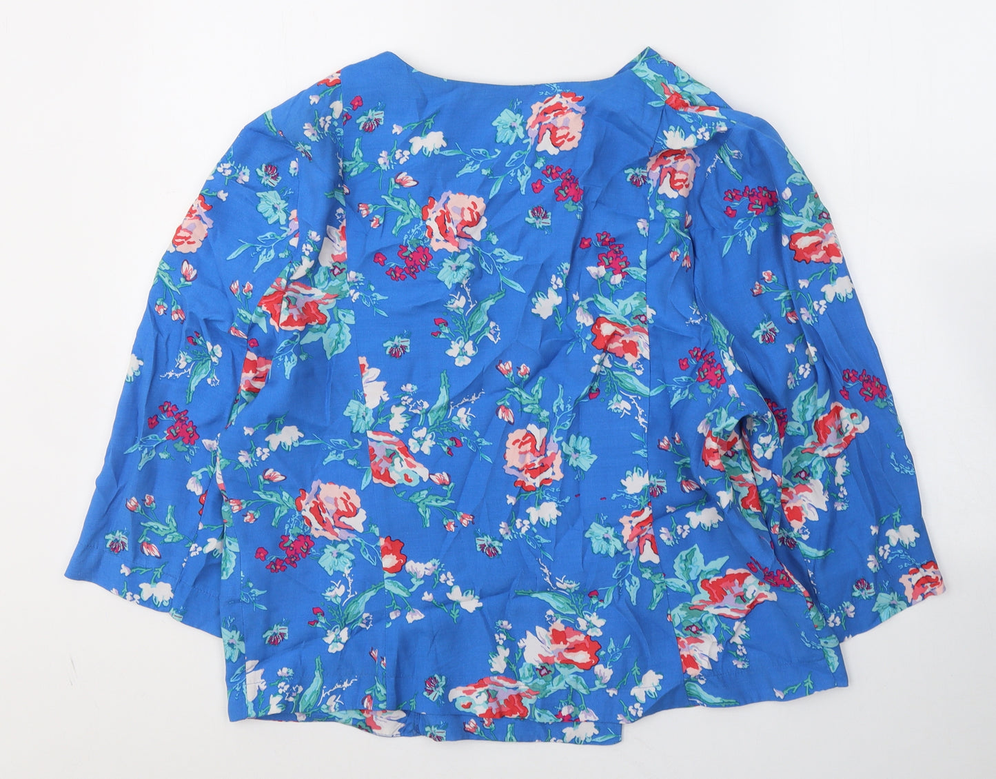 Atmosphere Womens Blue Floral Polyester Basic Blouse Size 20 Round Neck