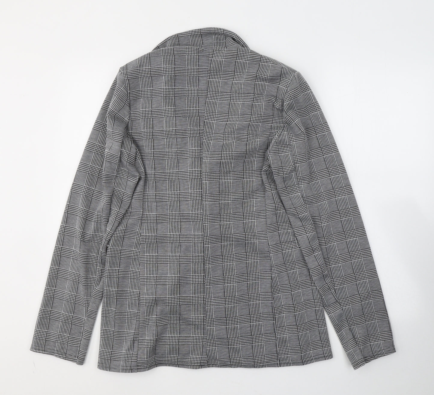 Boohoo Womens Black Houndstooth  Jacket Blazer Size 16  Button