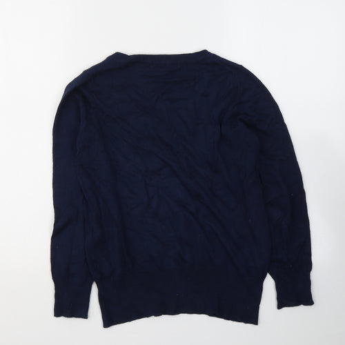 Marks and Spencer Womens Blue  Acrylic Jersey T-Shirt Size 12 V-Neck
