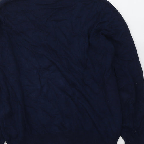 Marks and Spencer Womens Blue  Acrylic Jersey T-Shirt Size 12 V-Neck