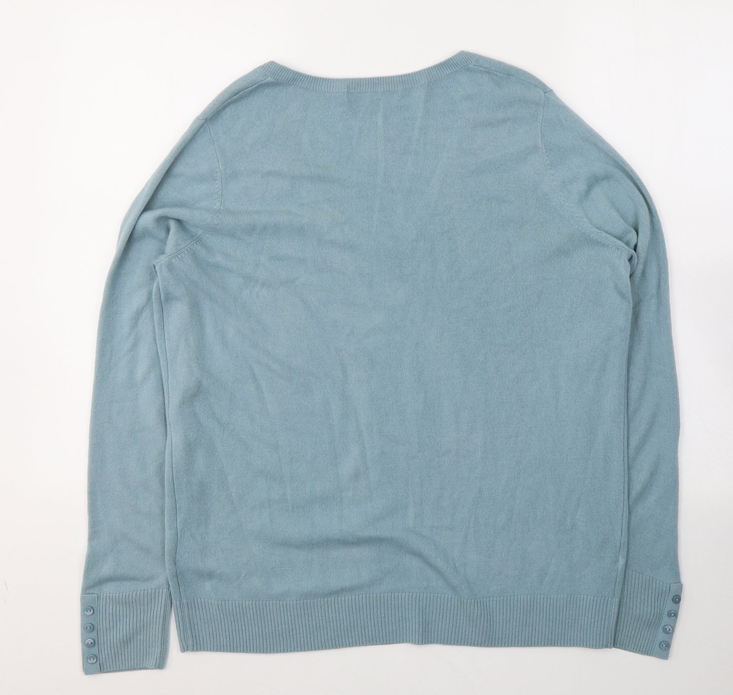 Marks and Spencer Womens Blue V-Neck  Acrylic Pullover Jumper Size 18