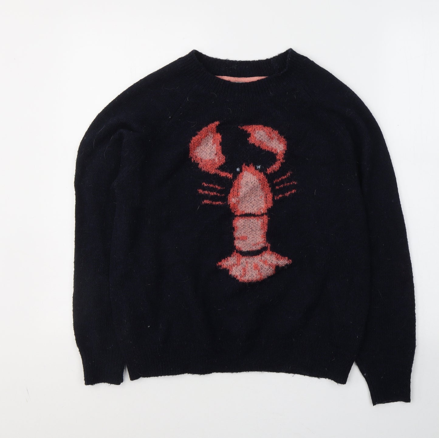 Oliver Bonas Womens Blue Round Neck  Acrylic Pullover Jumper Size 10   - Lobster
