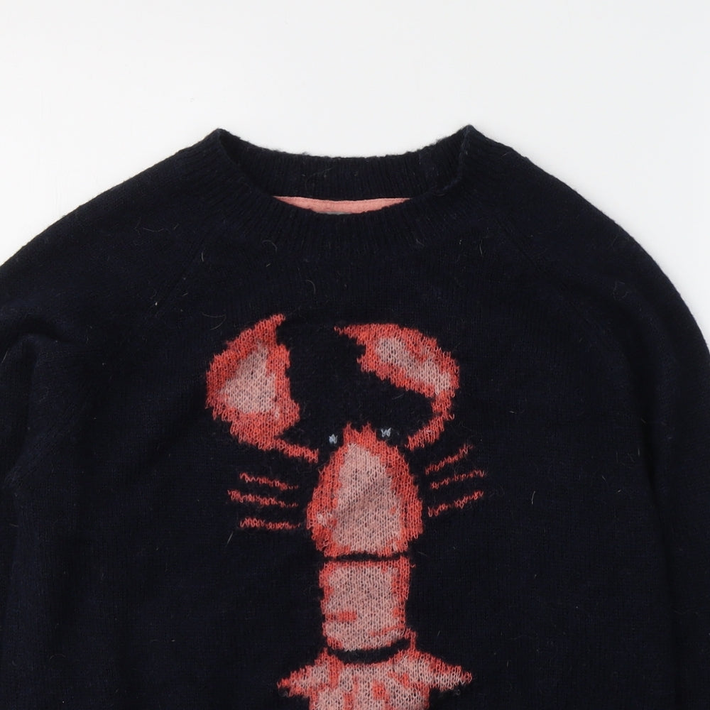 Oliver Bonas Womens Blue Round Neck  Acrylic Pullover Jumper Size 10   - Lobster