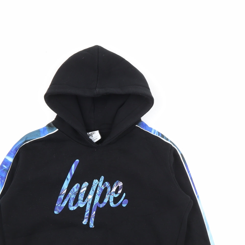 Hype Boys Black  Cotton Pullover Hoodie Size 7-8 Years