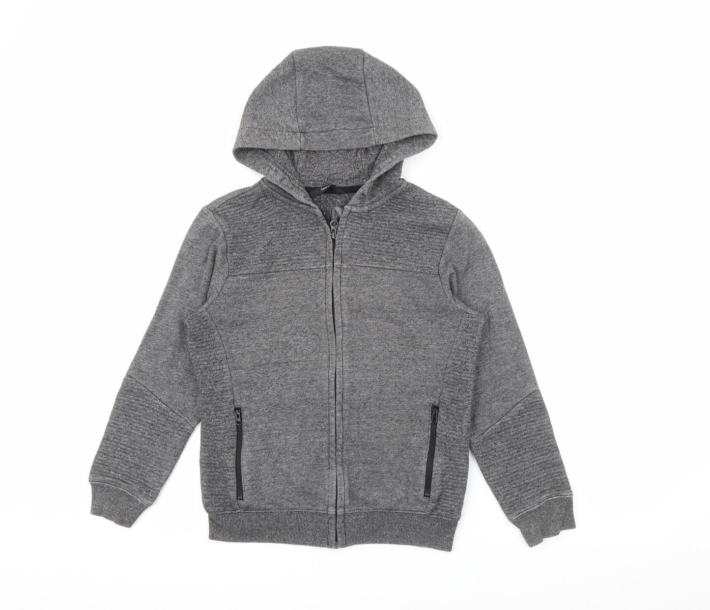 George Boys Grey  Cotton Full Zip Hoodie Size 9-10 Years  Zip