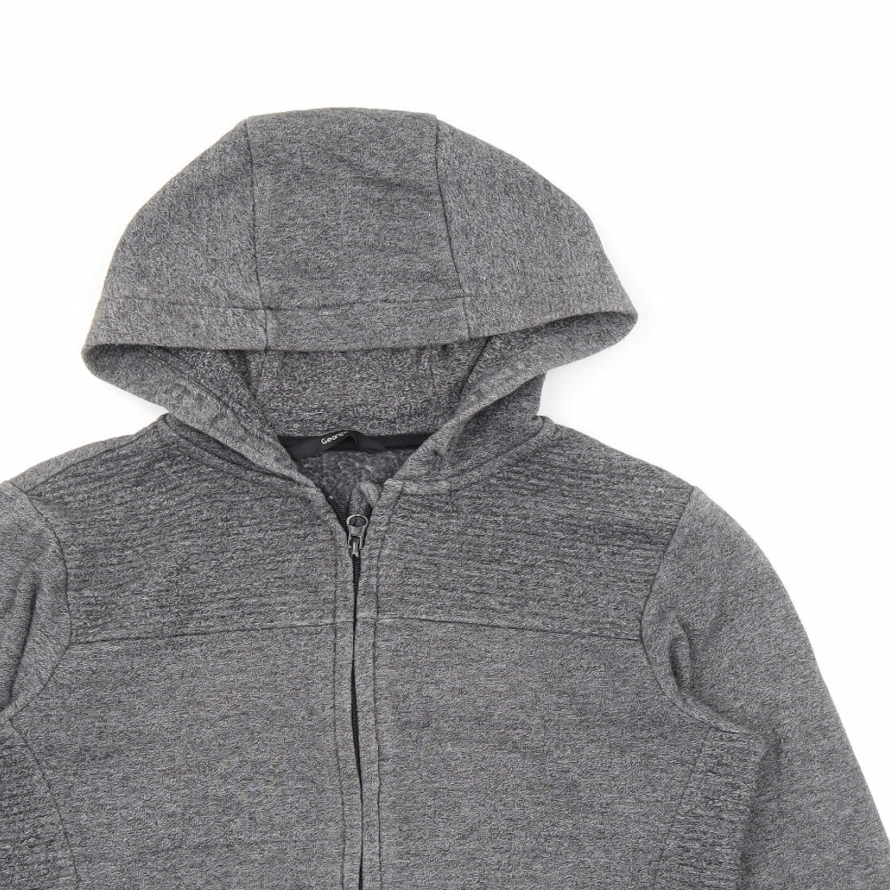 George Boys Grey  Cotton Full Zip Hoodie Size 9-10 Years  Zip