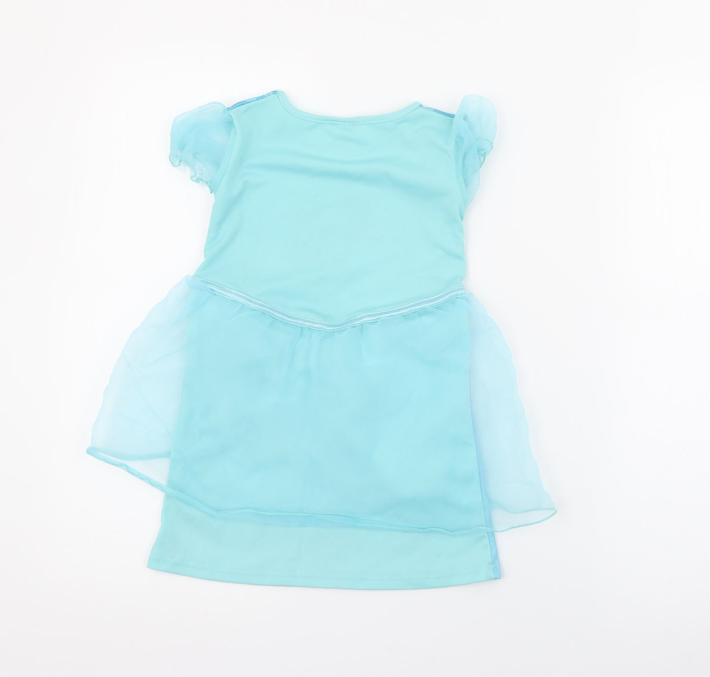 Disney Girls Blue  Polyester T-Shirt Dress  Size 3-4 Years  Round Neck  - Frozen