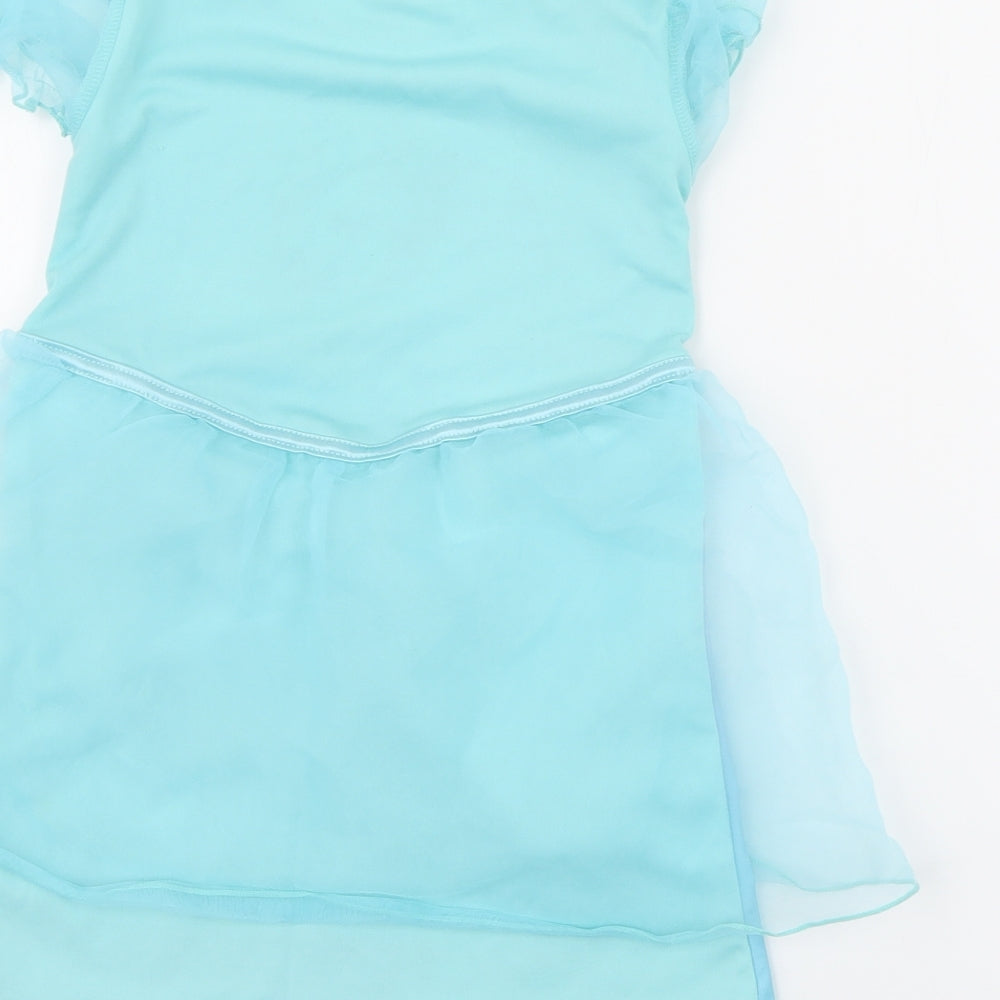 Disney Girls Blue  Polyester T-Shirt Dress  Size 3-4 Years  Round Neck  - Frozen