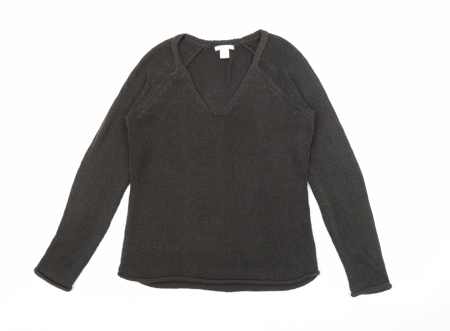 H&M Womens Grey V-Neck  Acrylic Pullover Jumper Size XS