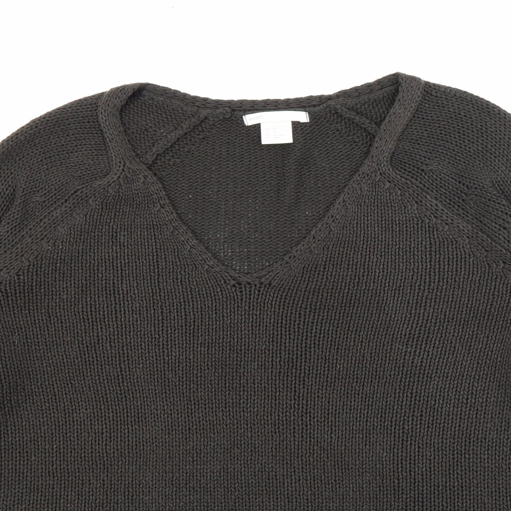 H&M Womens Grey V-Neck  Acrylic Pullover Jumper Size XS