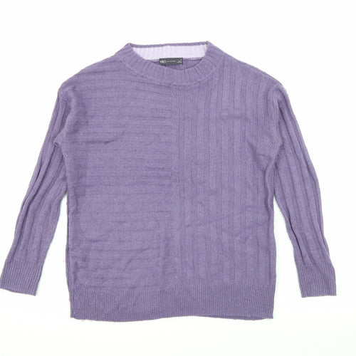 Marks and Spencer Womens Purple Crew Neck  Acrylic Pullover Jumper Size XS