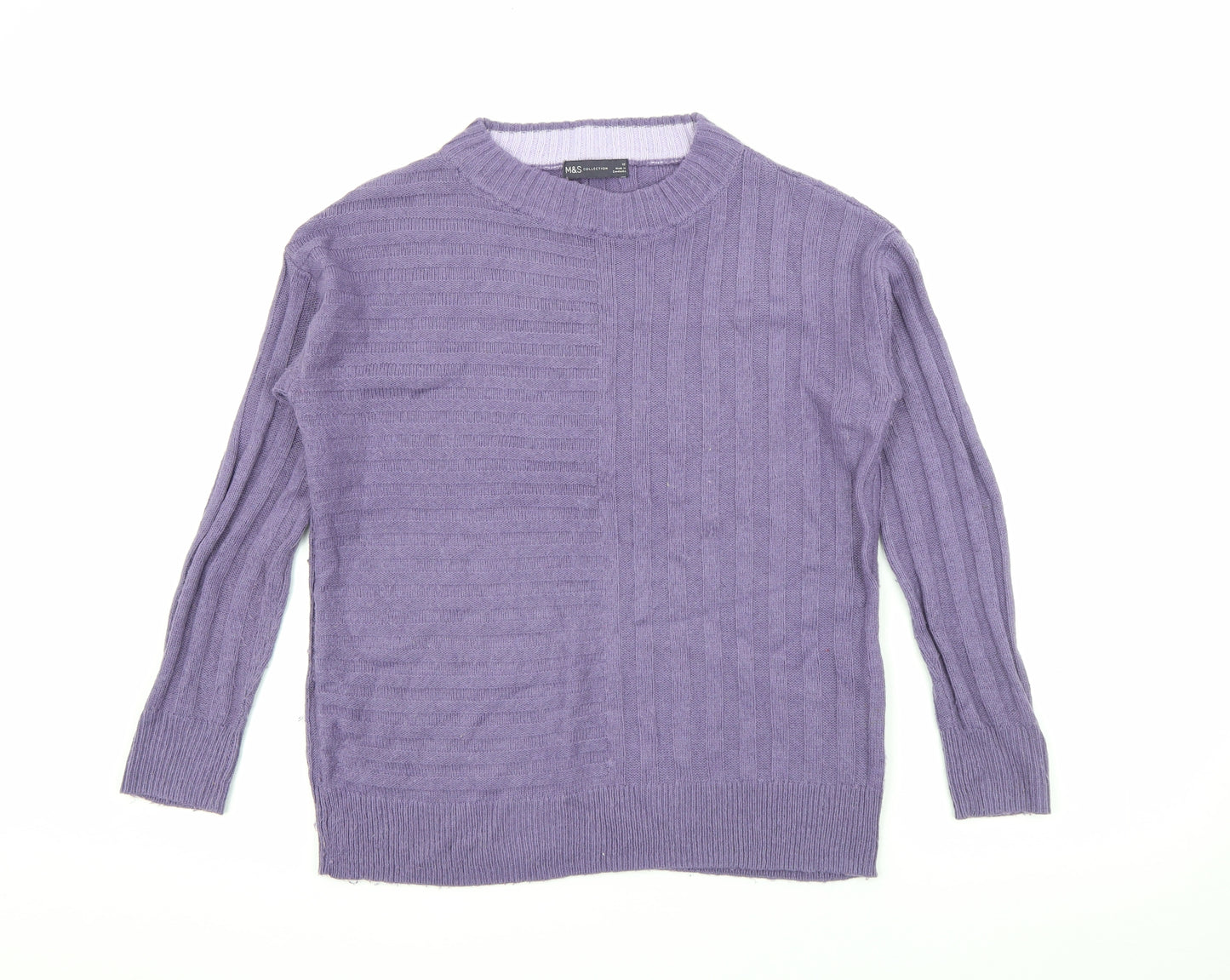 Marks and Spencer Womens Purple Crew Neck  Acrylic Pullover Jumper Size XS