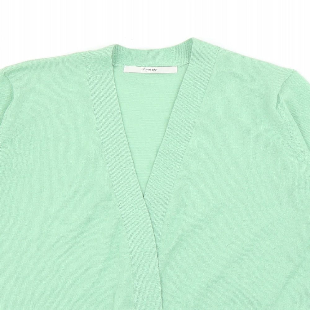 George Womens Green V-Neck  Polyester Cardigan Jumper Size S