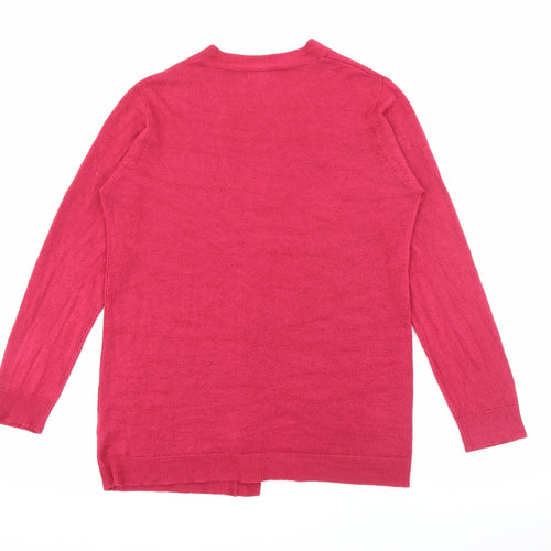 Studio Womens Pink V-Neck  Acrylic Cardigan Jumper Size 12
