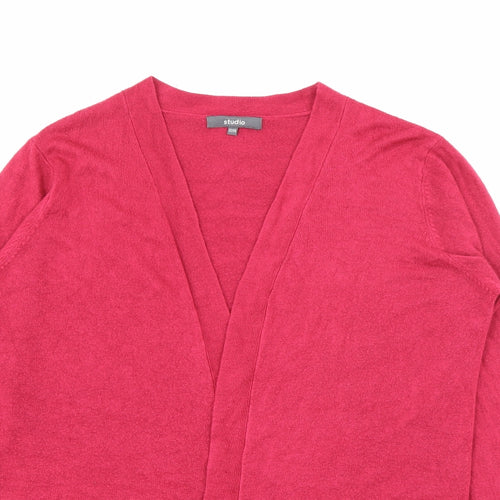 Studio Womens Pink V-Neck  Acrylic Cardigan Jumper Size 12