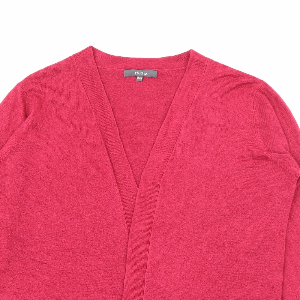 Studio Womens Pink V-Neck  Acrylic Cardigan Jumper Size 12