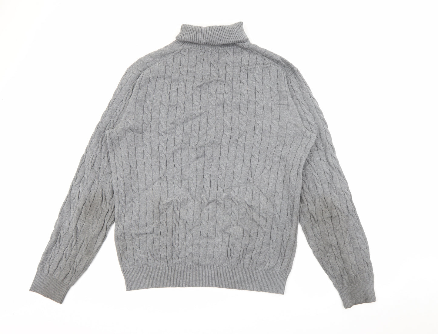 GANT Mens Grey Roll Neck  Cotton Pullover Jumper Size 2XL