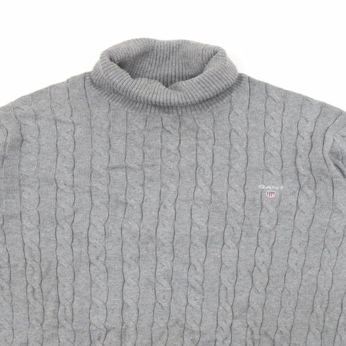 GANT Mens Grey Roll Neck  Cotton Pullover Jumper Size 2XL