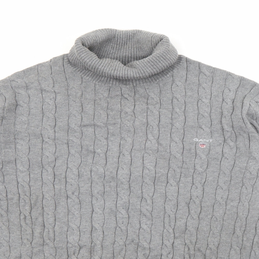 GANT Mens Grey Roll Neck  Cotton Pullover Jumper Size 2XL