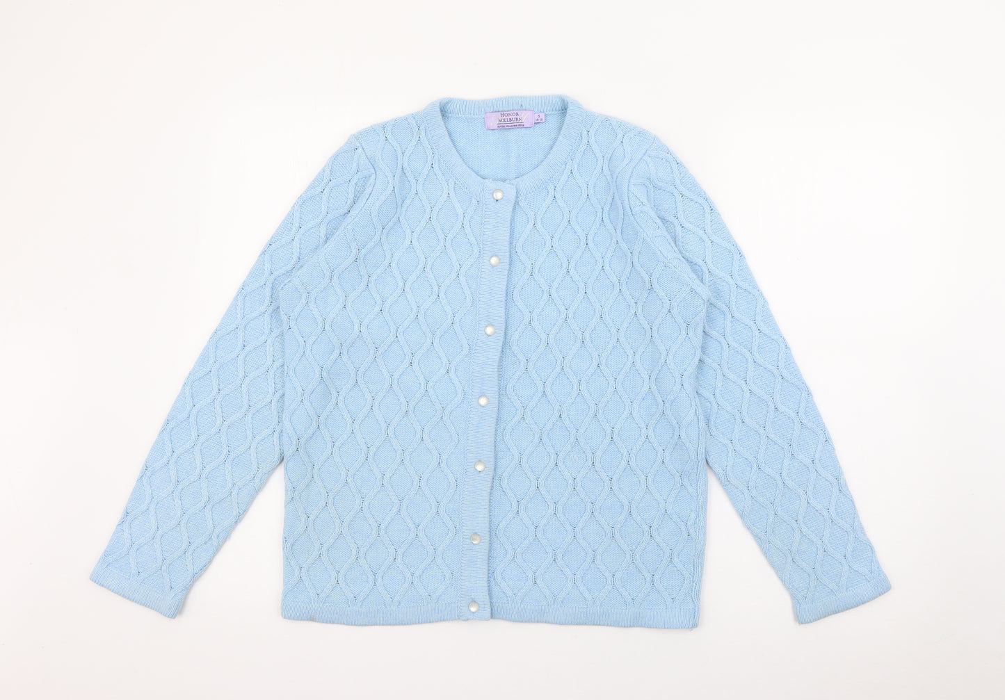 Honor Millburn Womens Blue Crew Neck  Acrylic Cardigan Jumper Size S