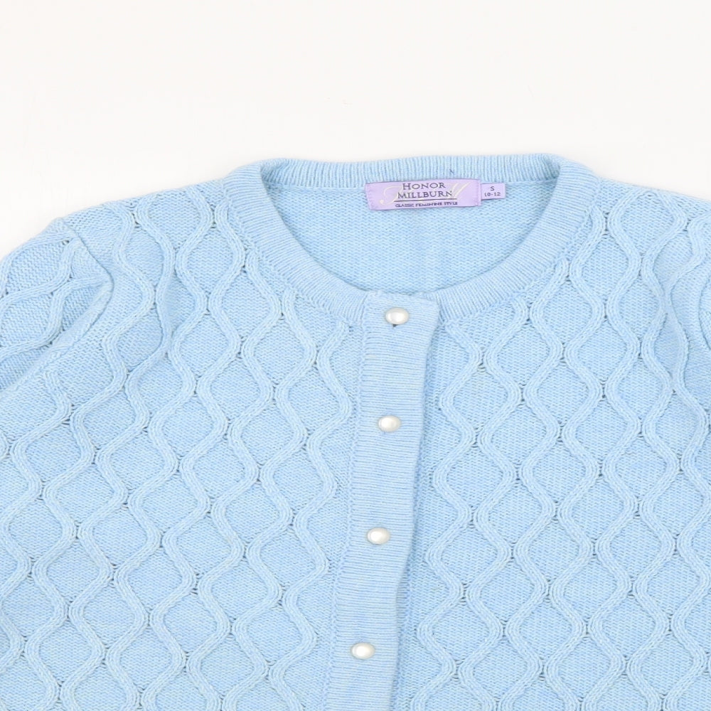 Honor Millburn Womens Blue Crew Neck  Acrylic Cardigan Jumper Size S