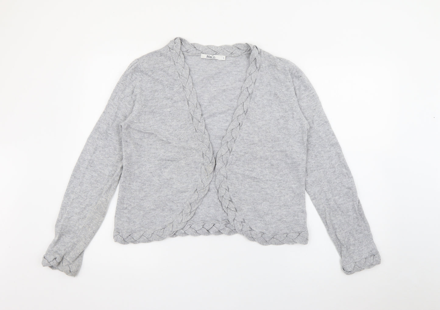 M&Co Womens Grey V-Neck  Viscose Cardigan Jumper Size L