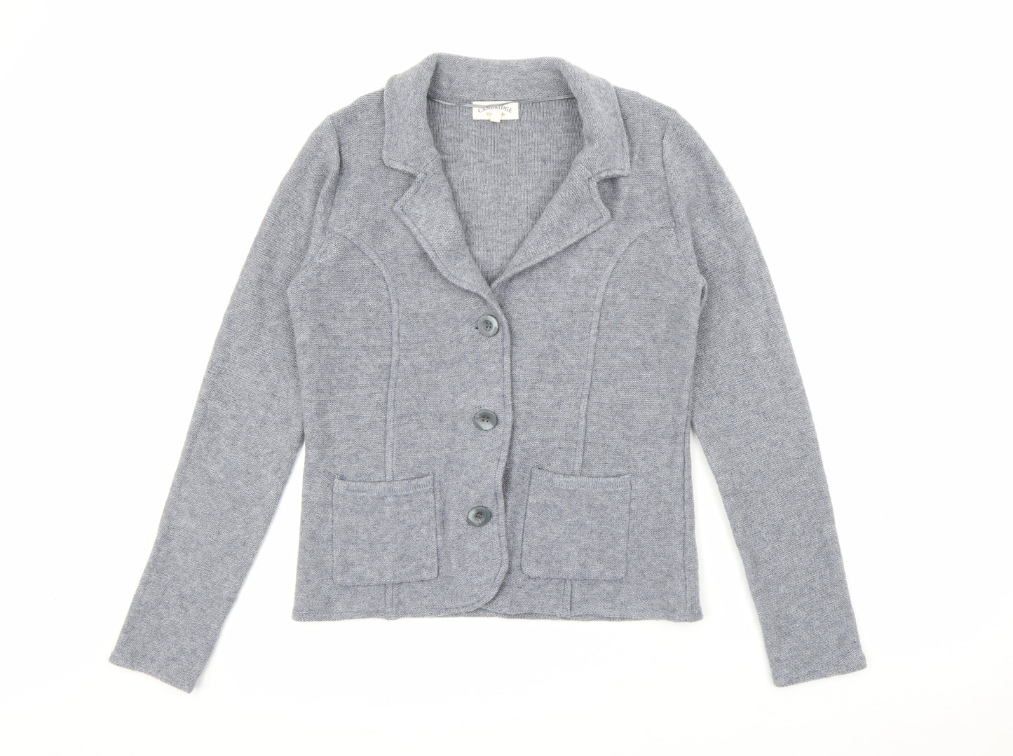 Cambridge Womens Grey Collared  Polyester Cardigan Jumper Size S