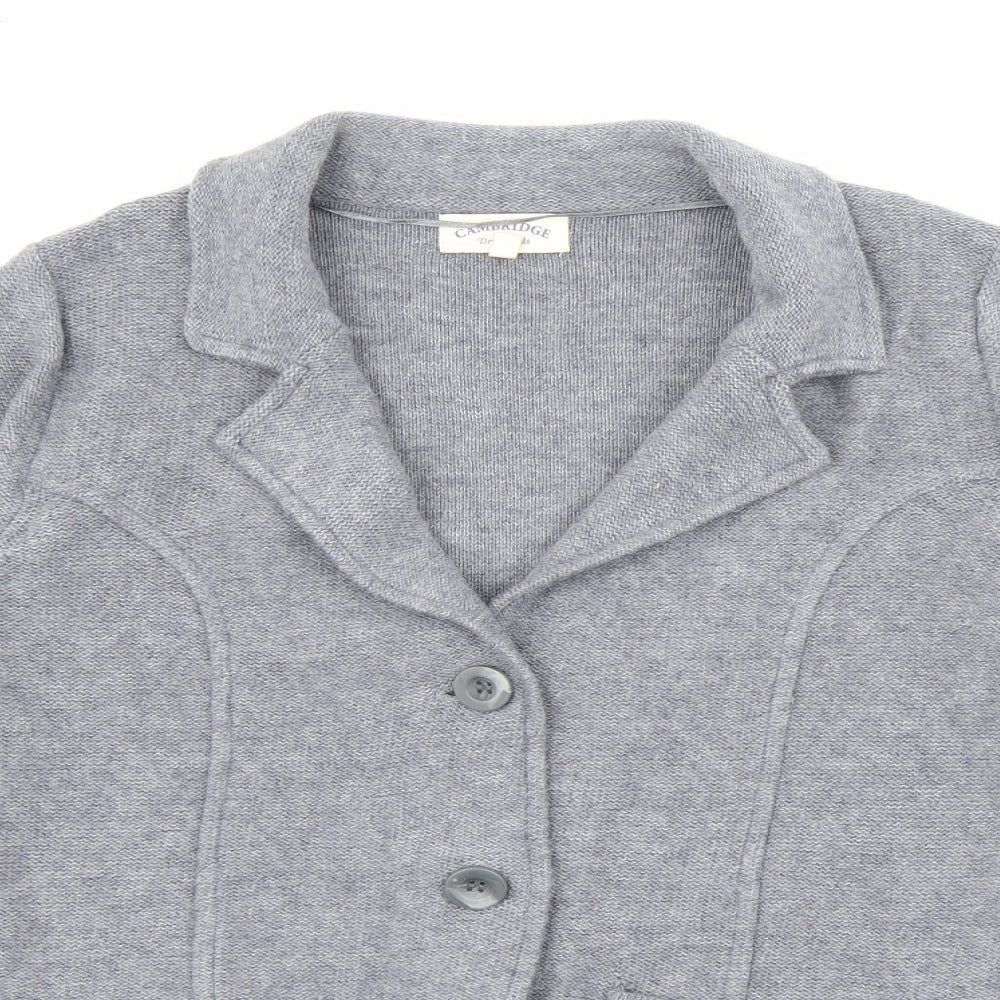 Cambridge Womens Grey Collared  Polyester Cardigan Jumper Size S