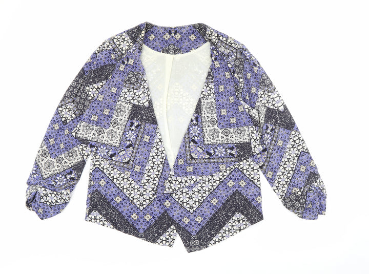 New Look Womens Blue Geometric Jacket Size 14