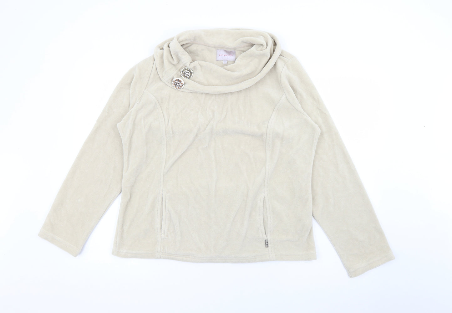 Per Una Womens Beige Roll Neck  Polyester Pullover Jumper Size L