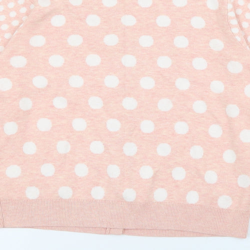 NEXT Womens Pink Roll Neck Polka Dot Cotton Cardigan Jumper Size 12