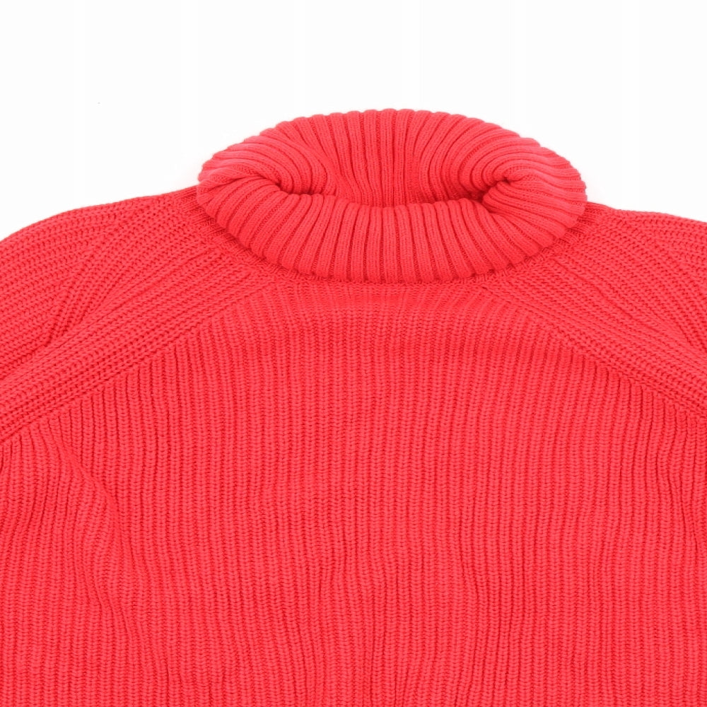 Marks and Spencer Womens Red Roll Neck  Cotton Pullover Jumper Size XL
