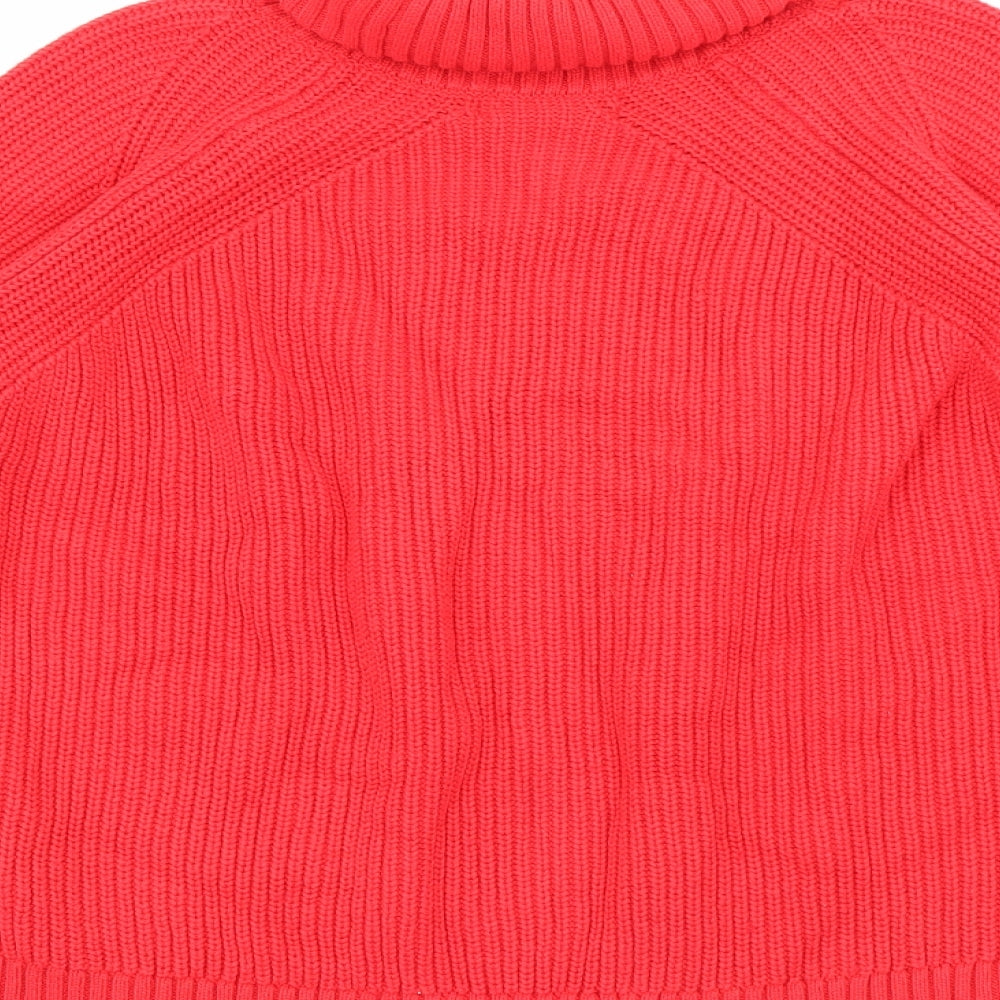 Marks and Spencer Womens Red Roll Neck  Cotton Pullover Jumper Size XL