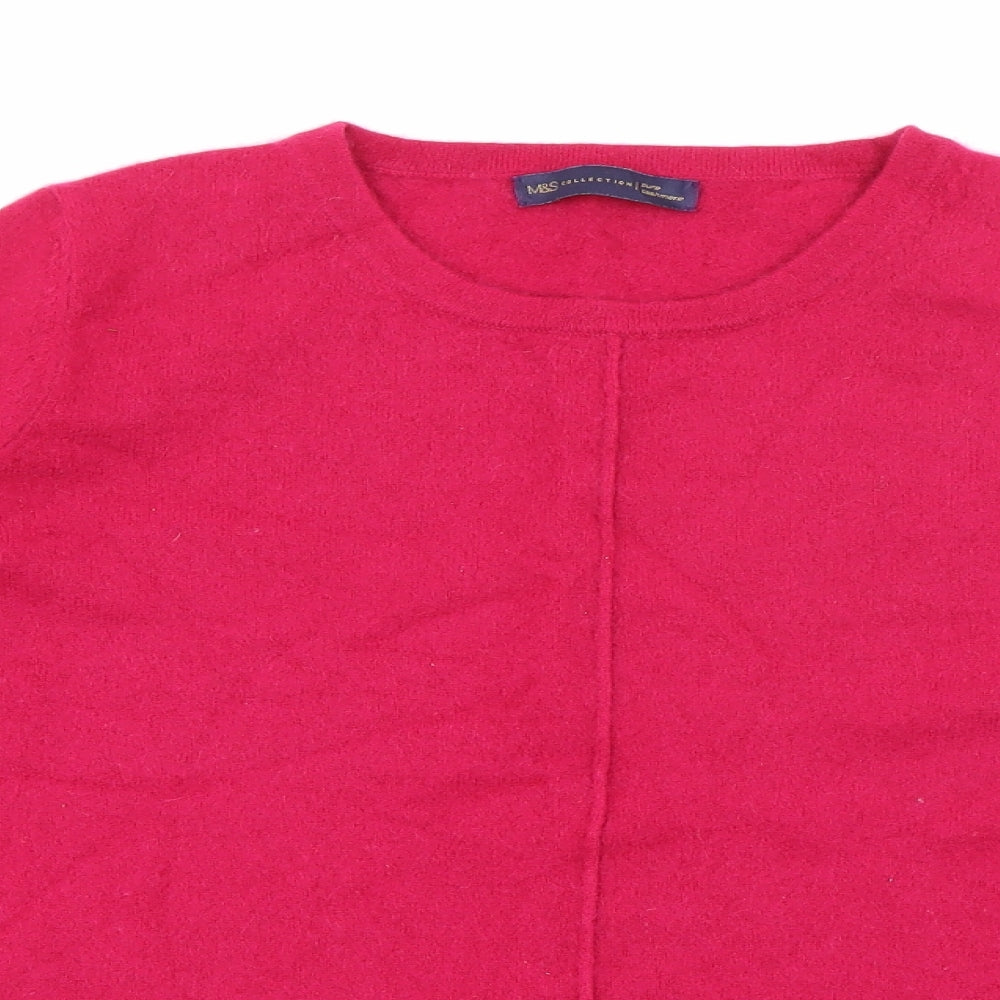 Marks and Spencer Womens Pink Crew Neck  Cashmere Pullover Jumper Size 14
