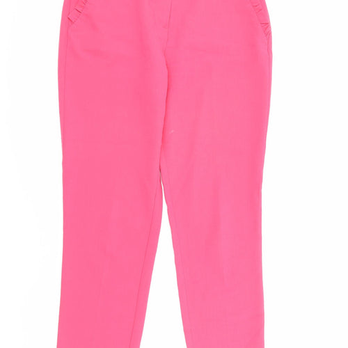 F&F Womens Pink  Polyester Carrot Trousers Size 8 L26 in Regular Zip