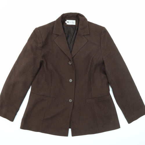 Liza Lovell Womens Brown  Polyester Jacket Blazer Size 16