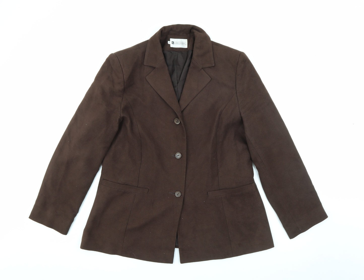 Liza Lovell Womens Brown  Polyester Jacket Blazer Size 16