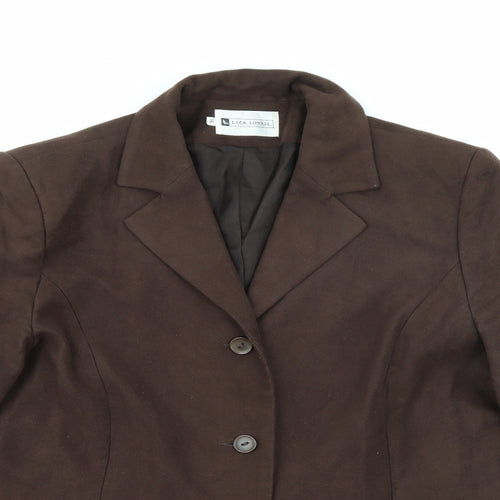 Liza Lovell Womens Brown  Polyester Jacket Blazer Size 16