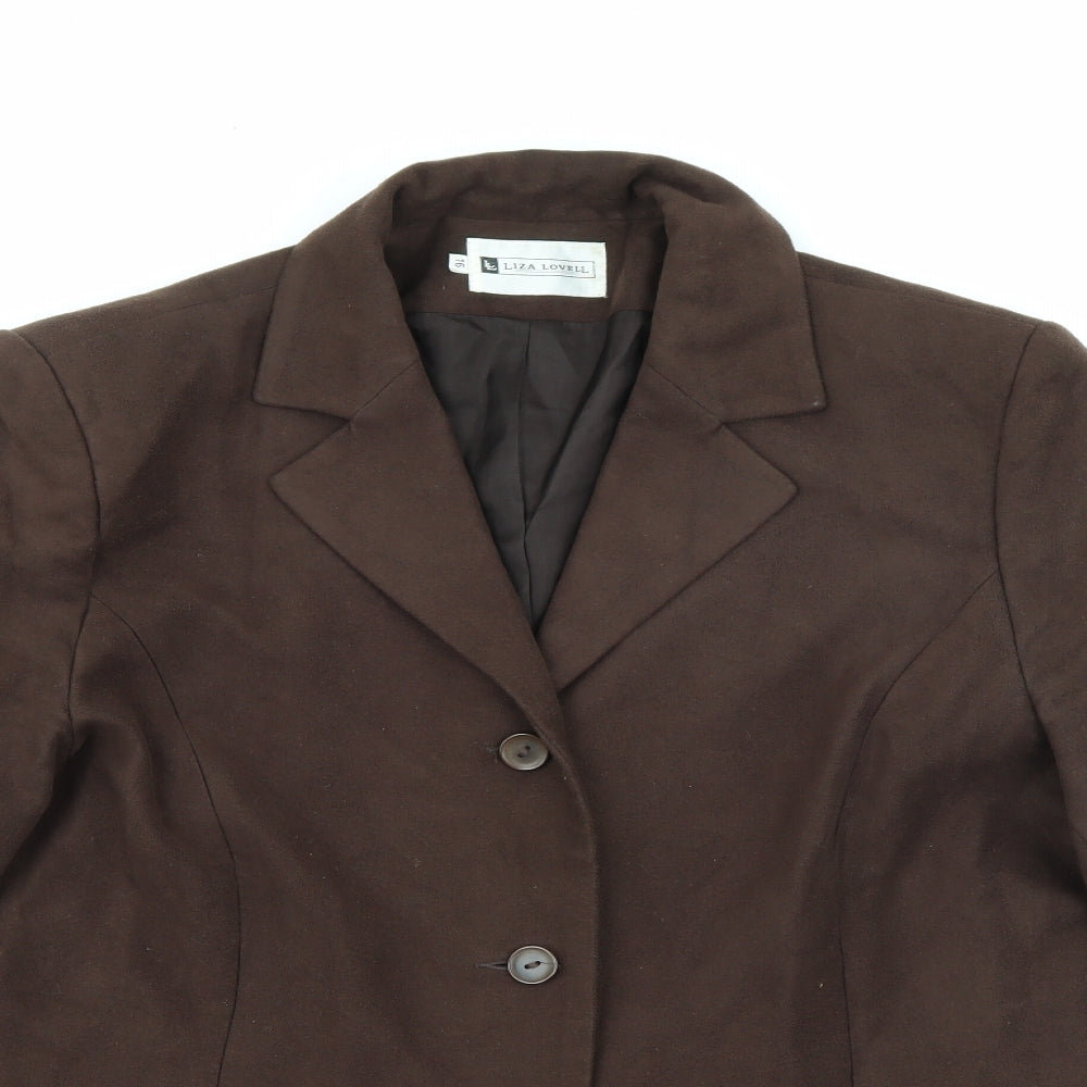 Liza Lovell Womens Brown  Polyester Jacket Blazer Size 16