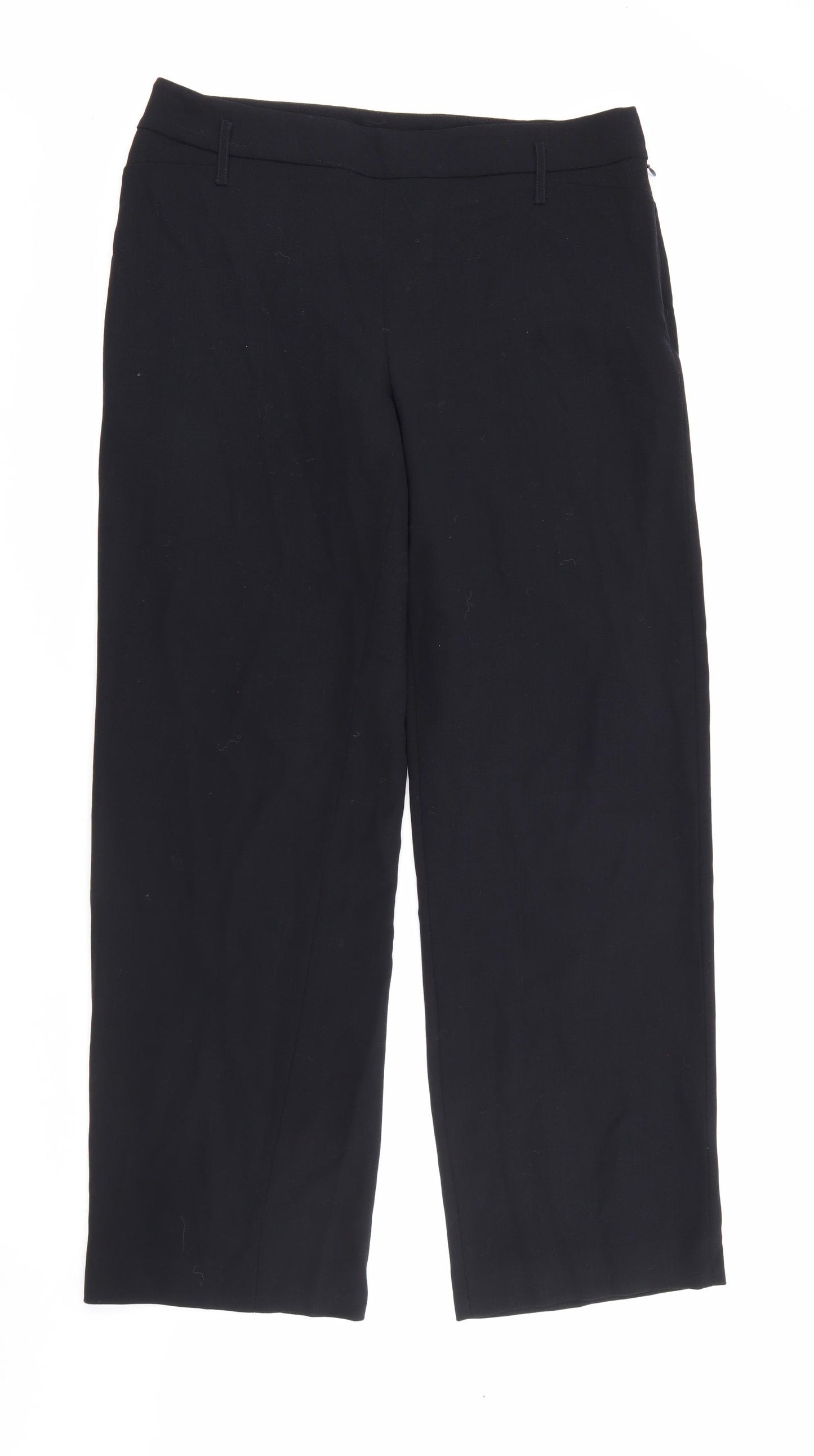 Hobbs Womens Black  Wool Trousers  Size 14 L32 in Regular Zip