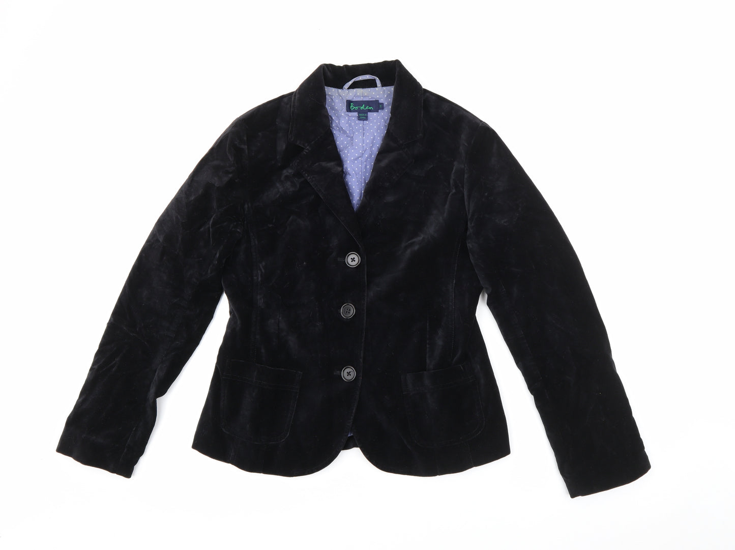 Boden Womens Black  Cotton Jacket Blazer Size 12