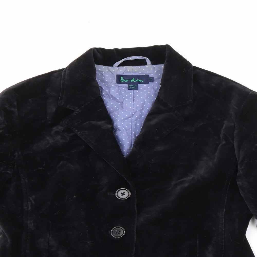 Boden Womens Black  Cotton Jacket Blazer Size 12