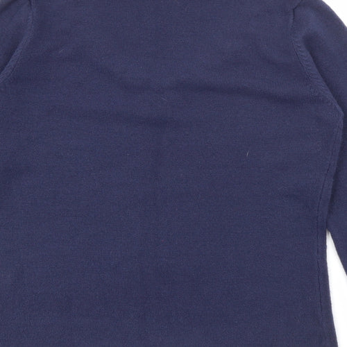 Klass Womens Blue V-Neck  Acrylic Pullover Jumper Size S
