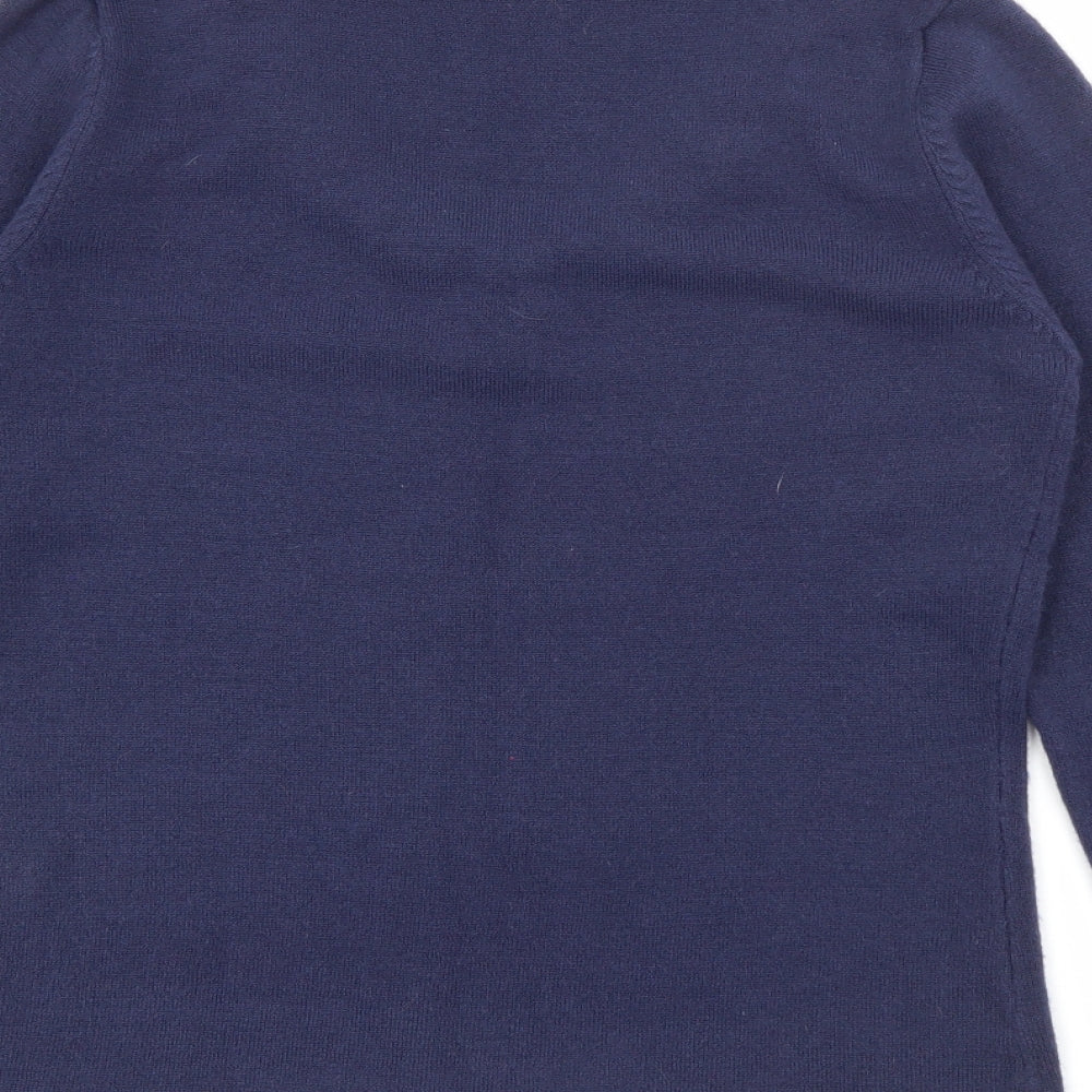 Klass Womens Blue V-Neck  Acrylic Pullover Jumper Size S
