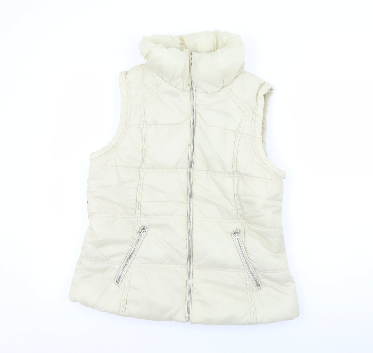 Primark Womens Ivory   Gilet Coat Size 14  Zip