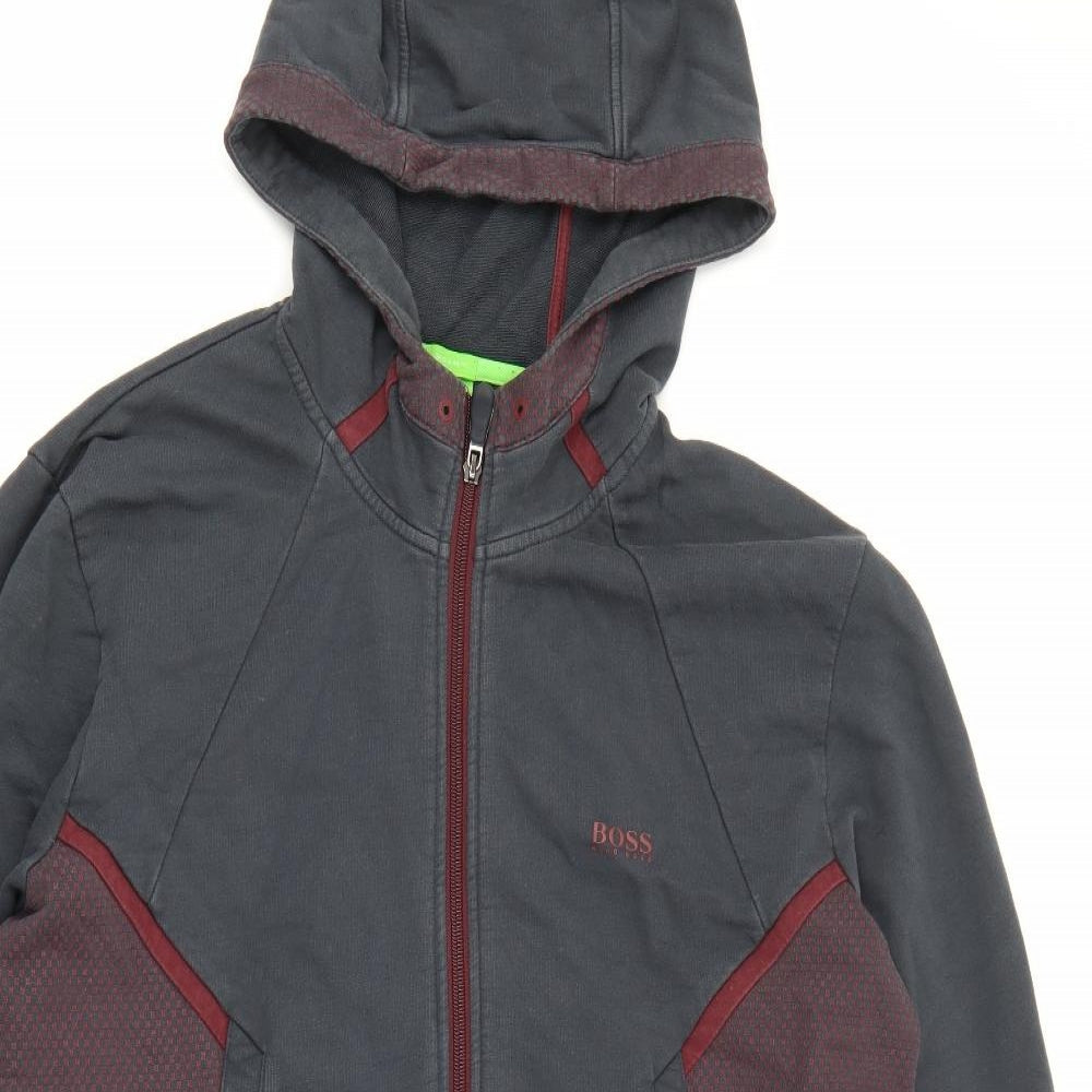 HUGO BOSS Mens Grey  Cotton Full Zip Hoodie Size L