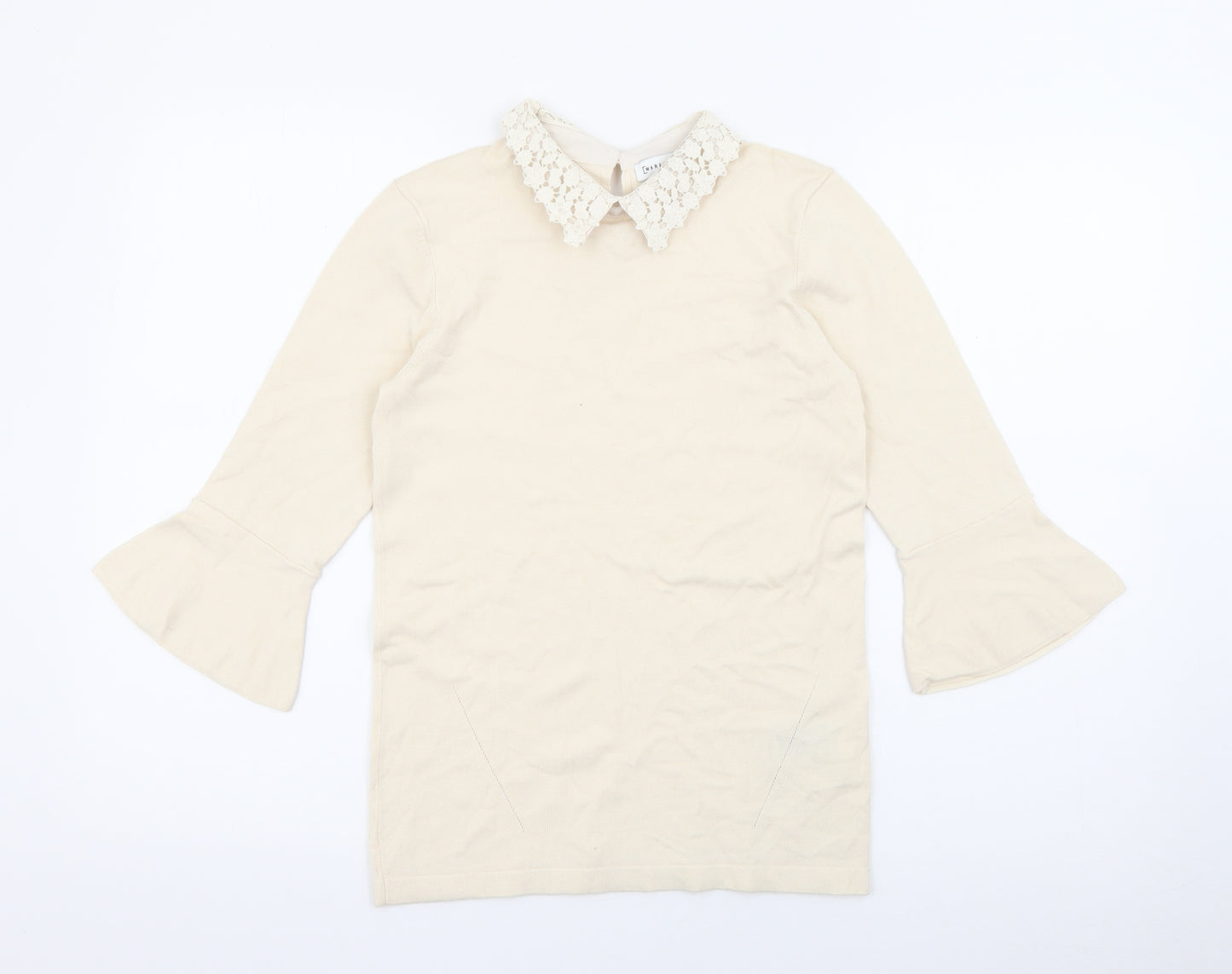 Warehouse Womens Ivory Collared  Viscose Pullover Jumper Size 10