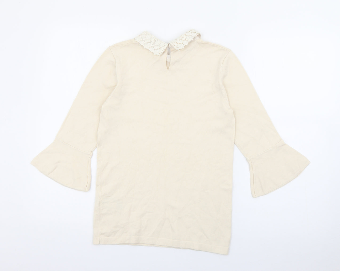 Warehouse Womens Ivory Collared  Viscose Pullover Jumper Size 10